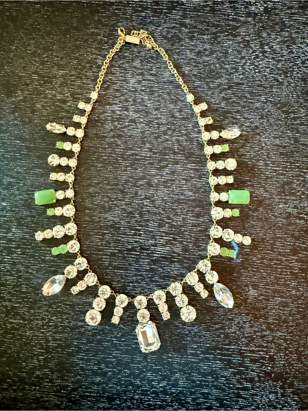 kate spade Gold-Tone Crystal Necklace with Green Accents